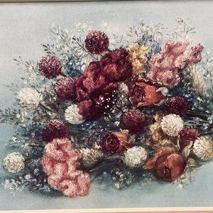 EUC Artist Glynda Turley "Victorian Bouquet" Print, Matted, Framed, 8" x 11.5"